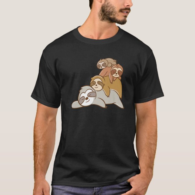 Cute Kawaii Anime - Sloth Stack - Sloths Aesthetic T-Shirt (Front)