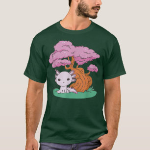 Cute kawaii aolotl and Sakura Cherry Blossom tree T-Shirt