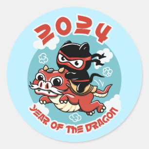 Cute Kawaii Art   2024 Year Of The Dragon Classic Round Sticker