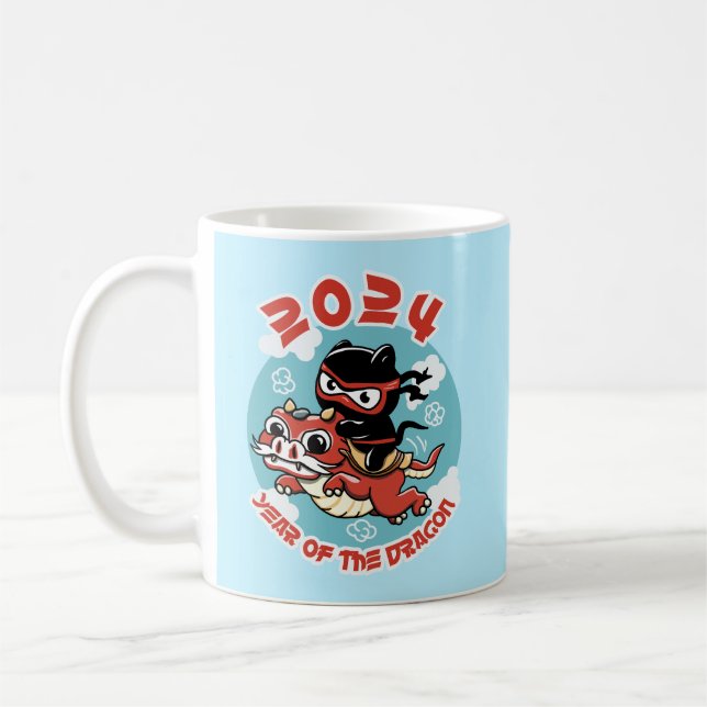 Cute Kawaii Art | 2024 Year Of The Dragon Coffee Mug (Left)