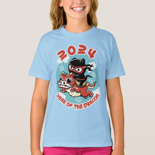 Cute Kawaii Art  2024 Year Of The Dragon T_Shirt