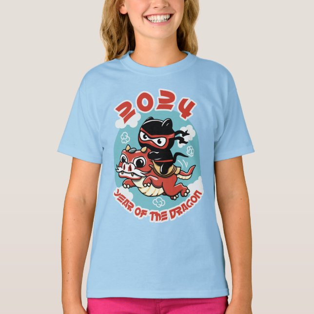 Cute Kawaii Art | 2024 Year Of The Dragon T-Shirt (Front)
