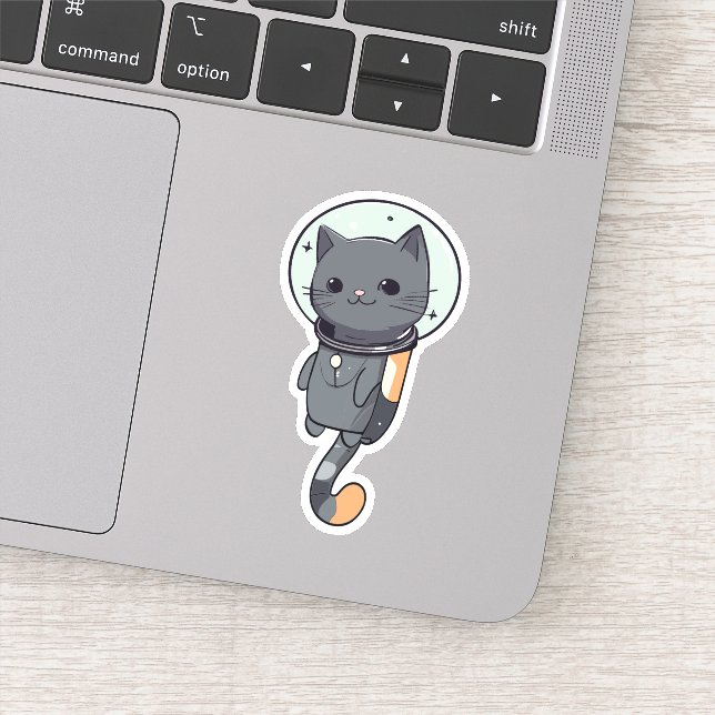 Cute Kawaii Astronaut Black Cat Sticker (Detail)