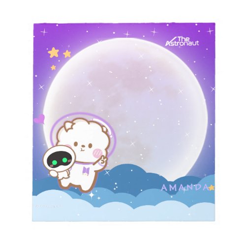 Cute Kawaii Astronaut Jinnie in purple space Notepad