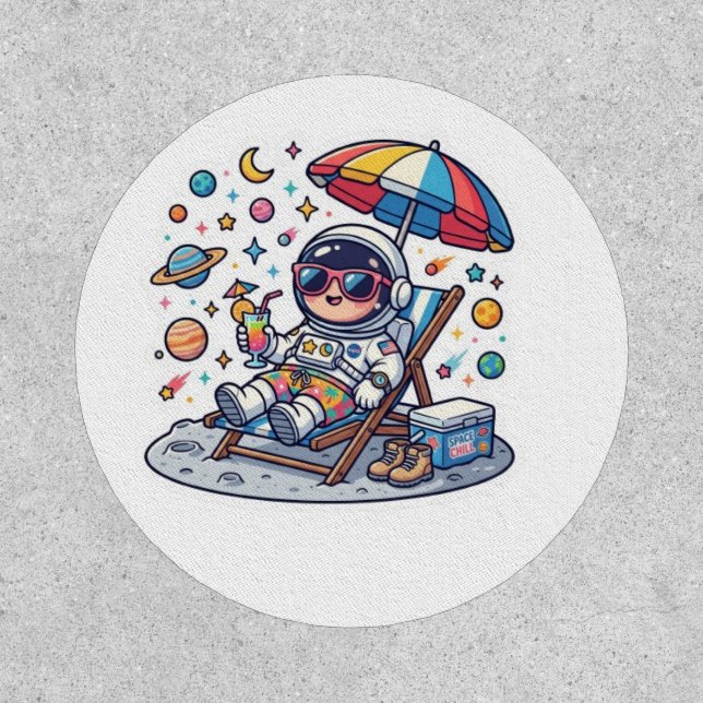 Cute Kawaii Astronaut Summer Beach Space Tropical  Patch (Front)