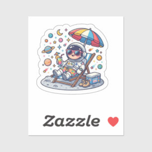 Cute Kawaii Astronaut Summer Beach Space Tropical Sticker