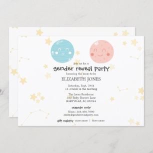 Cute Kawaii Astronomy Baby Gender Reveal Party Invitation