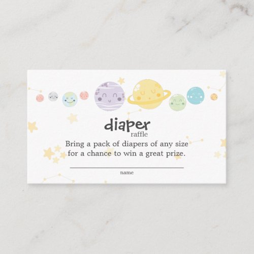 Cute Kawaii Astronomy Baby Shower Diaper Raffle Enclosure Card