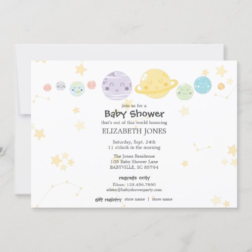 Cute Kawaii Astronomy Baby Shower Invitation