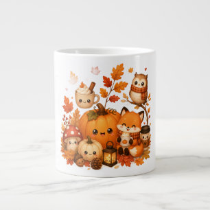 Cute Kawaii Autumn Pumpkin Fox Owl Fall Animals Giant Coffee Mug