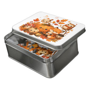 Cute Kawaii Autumn Pumpkin Fox Owl Fall Animals Jigsaw Puzzle