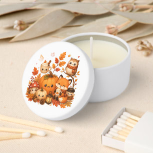 Cute Kawaii Autumn Pumpkin Fox Owl Fall Animals Mini Candle Favors