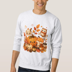 Cute Kawaii Autumn Pumpkin Fox Owl Fall Animals Sweatshirt