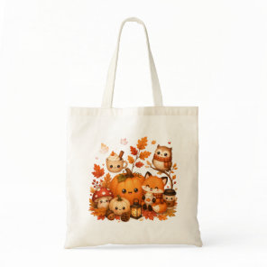 Cute Kawaii Autumn Pumpkin Fox Owl Fall Animals  Tote Bag