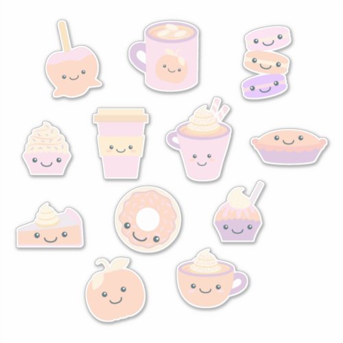 Cute Kawaii Autumn Pumpkin Pie Pattern in Pastel Sticker