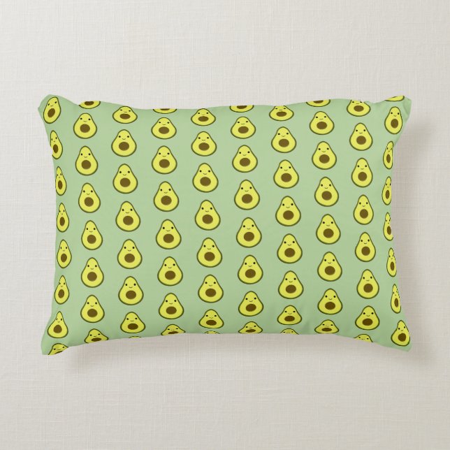 Cute Kawaii Avocado Accent Pillow (Front)