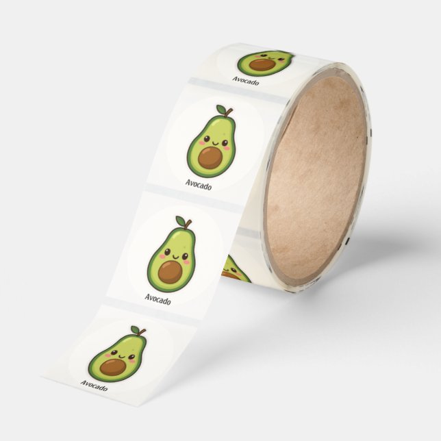 Cute Kawaii Avocado Cartoon Sticker (Roll)