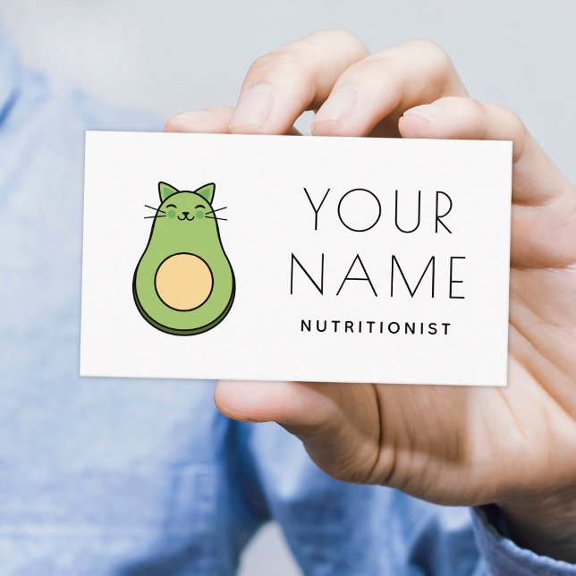 Cute Kawaii Avocado Cat Nutritionist Dietitian  Business Card (Creator Uploaded)