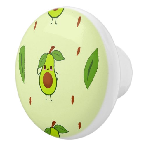 Cute kawaii avocado ceramic knob