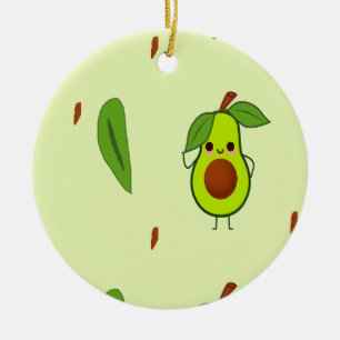 Cute kawaii avocado ceramic ornament