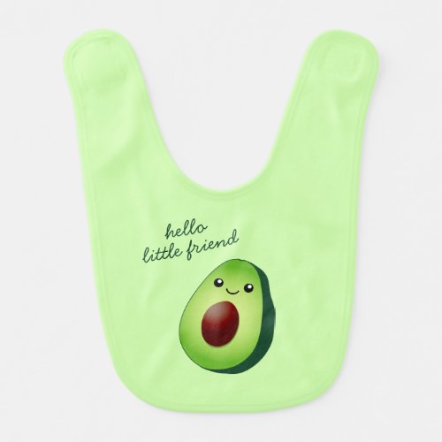 Cute kawaii avocado drawing baby bib for kids