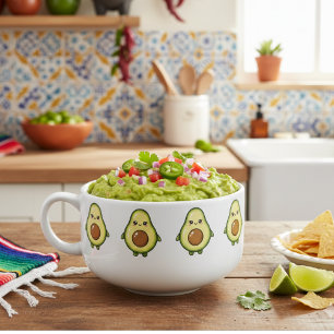 Cute Kawaii Avocado Guacamole  Soup Mug