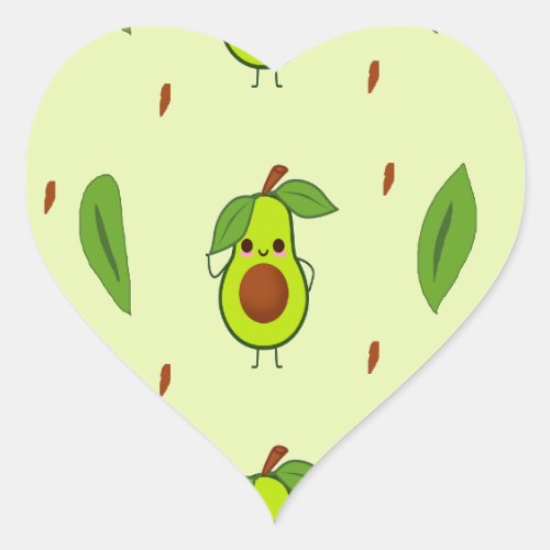 Cute kawaii avocado heart sticker