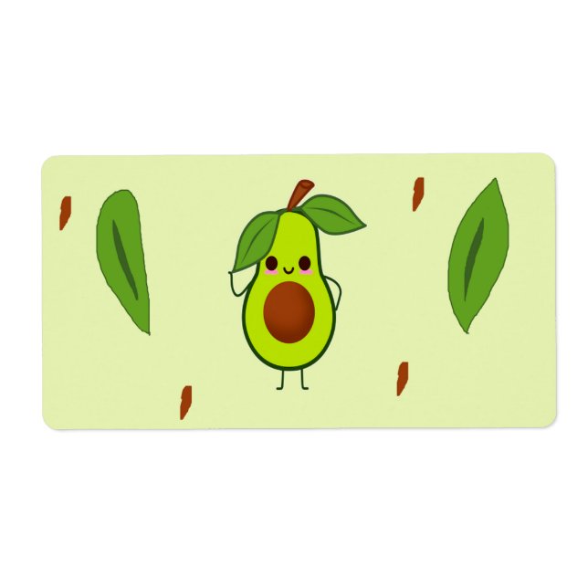 Cute kawaii avocado label (Front)