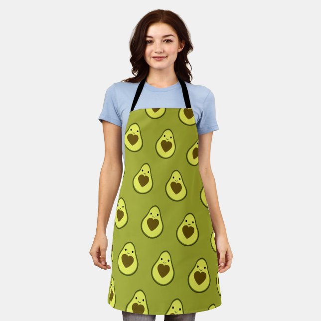 Cute Kawaii Avocado Love Apron (Worn)