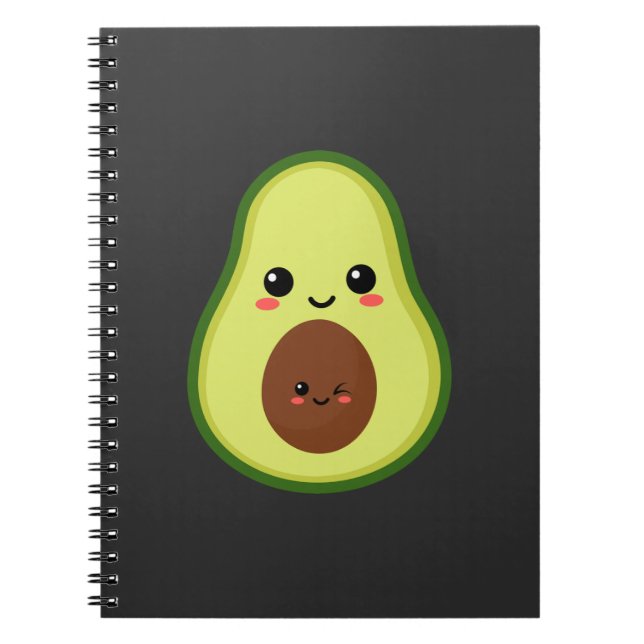 Cute kawaii avocado notebook (Front)