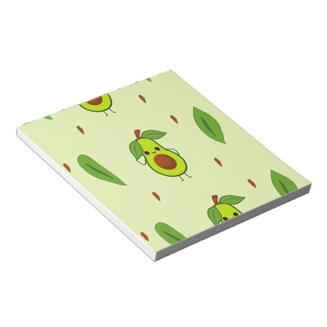 Cute kawaii avocado notepad (Angled)