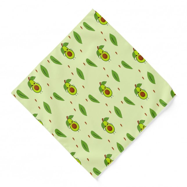 Cute kawaii avocado on green bandana (Front)