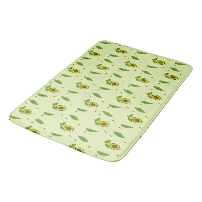 Cute kawaii avocado on green bath mat (Angled)