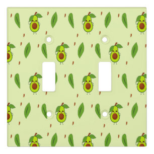 Cute kawaii avocado on green light switch cover