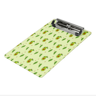 Cute kawaii avocado on green mini clipboard