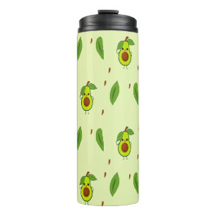 Cute kawaii avocado on green thermal tumbler