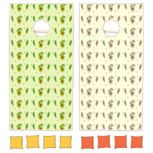 Cute kawaii avocado pattern cornhole set