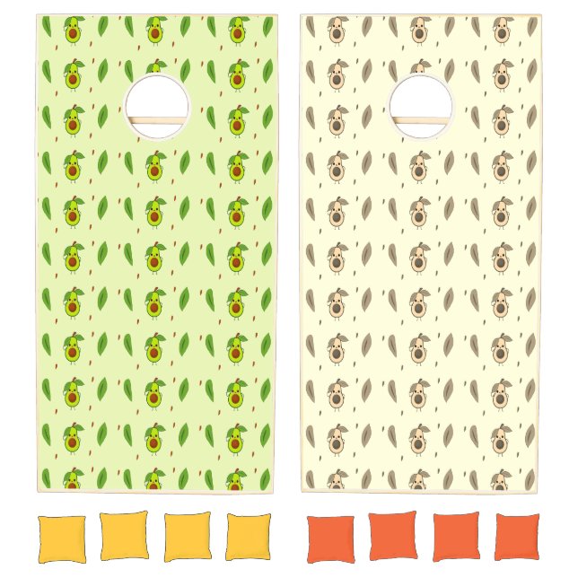 Cute kawaii avocado pattern cornhole set (Set)