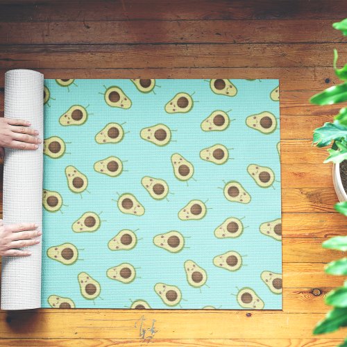 Cute Kawaii Avocado Pattern Yoga Mat