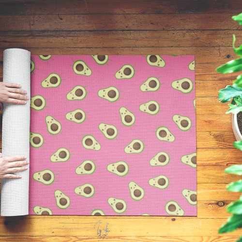 Cute Kawaii Avocado Pattern Yoga Mat