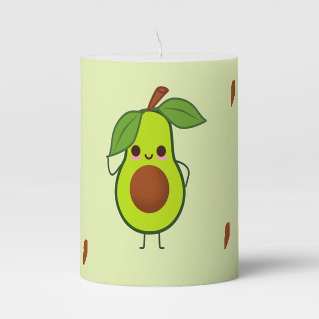 Cute kawaii avocado pillar candle (Front)