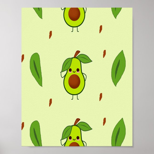 Cute kawaii avocado poster (Front)