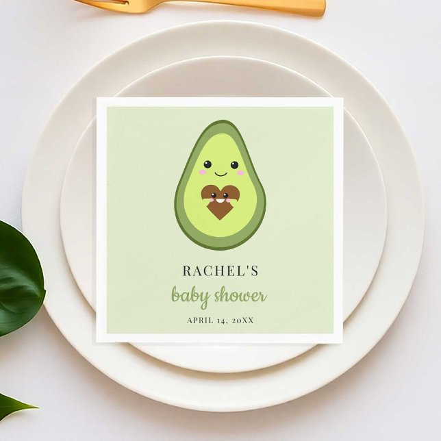 Cute Kawaii Avocado Pregnant Baby Shower Fiesta Napkins (Creator Uploaded)