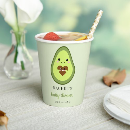 Cute Kawaii Avocado Pregnant Baby Shower Fiesta  Paper Cups