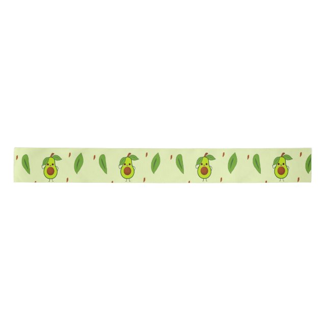 Cute kawaii avocado satin ribbon (Front)
