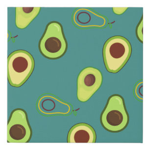 Cute Kawaii Avocado slice summer gradient Pattern Faux Canvas Print