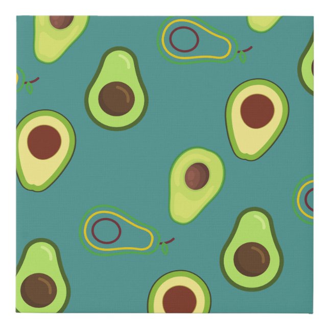 Cute Kawaii Avocado slice summer gradient Pattern Faux Canvas Print (Front)