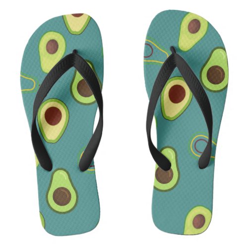 Cute Kawaii Avocado slice summer gradient Pattern Flip Flops