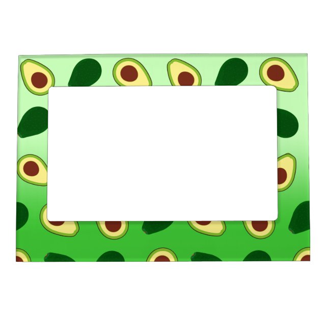 Cute Kawaii Avocado slice summer gradient Pattern Magnetic Frame (Front)