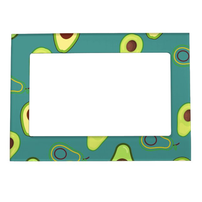 Cute Kawaii Avocado slice summer gradient Pattern Magnetic Frame (Front)